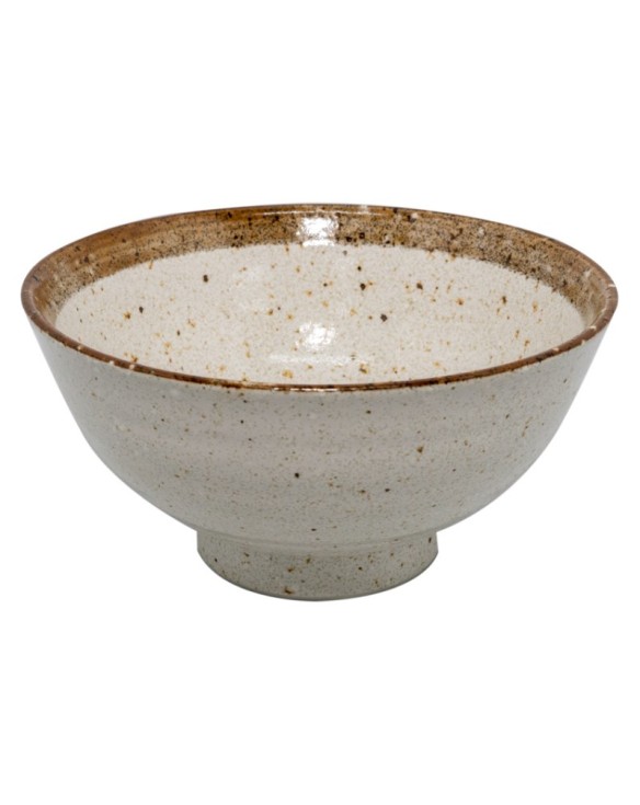 Cuenco de porcelana blanco borde marron 8cm