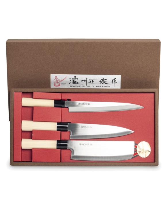 Set 3 cuchillos japoneses Sashimi +Santoku+Nikiri
