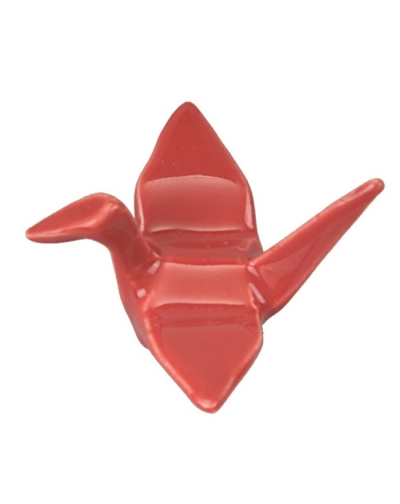 soporte de porcelana para palillos pajaro rojo