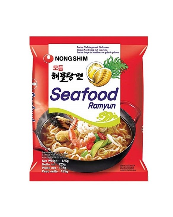 Fideos de ramen coreano sabor marisco nongshim 125g