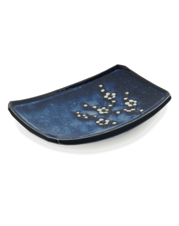 Plato rectangular de porcelana soshun azul 15cm