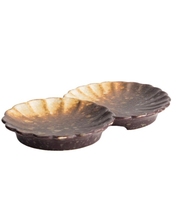 Plato doble concha "Edo Brown" (14x8,5cm)