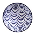 Plato redondo de porcelana con ondas azules para salsa 9,5cm
