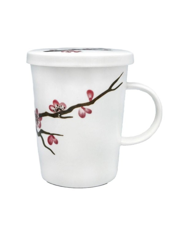 Taza de porcelana con filltro y tapa 11cm "blanco sakura"