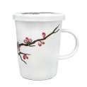 Taza de porcelana con filltro y tapa 11cm "blanco sakura"