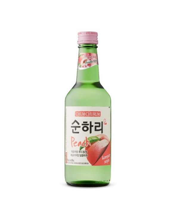 Vino de arroz sabor melocoton Soju korea 360ml. Alc.12%