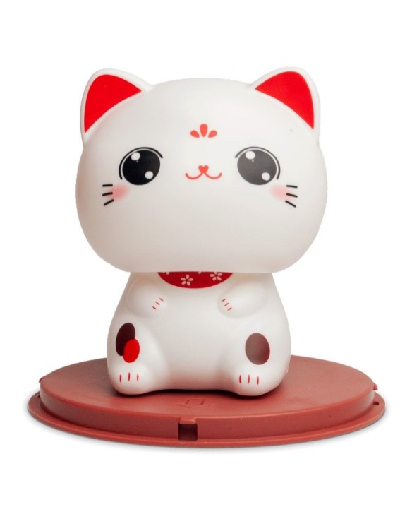 Figura solar: Gato de la suerte blanco "ojos abiertos" 10cm