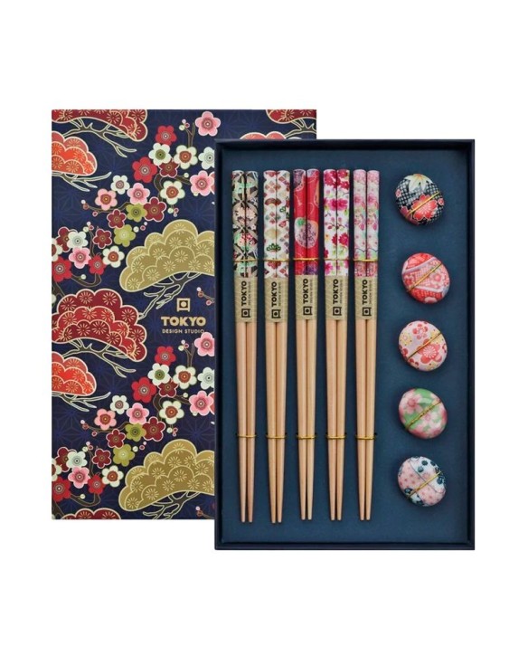 Set de 5 palillos + soportes "colores"