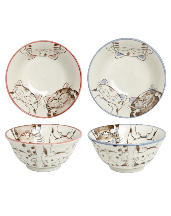 Cuenco de porcelana gato rosa o azul 7cm