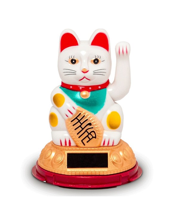 Figura Solar "Gato de la suerte blanco" 8cm