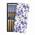 Palillo Set x5 pares "caja-flores azul"