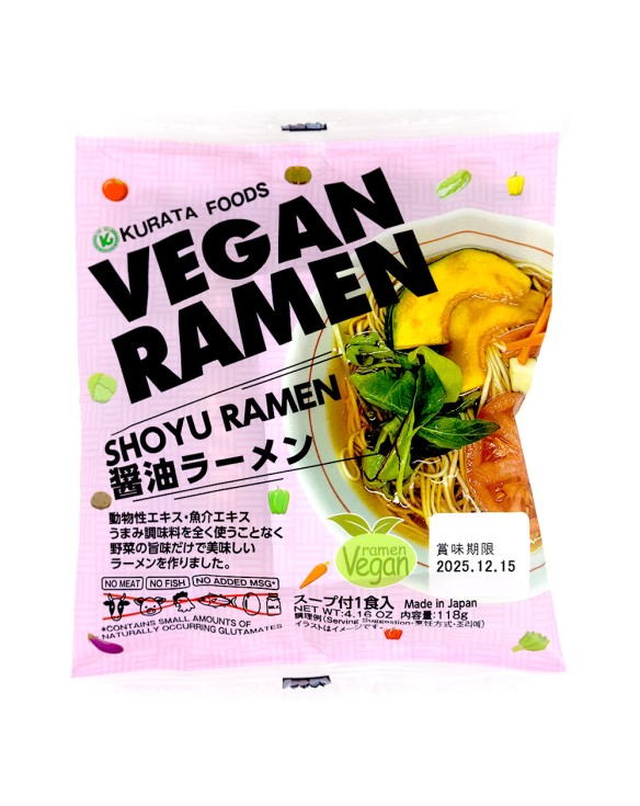 Ramen shoyu vegano instantáneo (KURATA) 118g