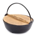 Cazuela de hierro con tapa de madera de 16 cm
