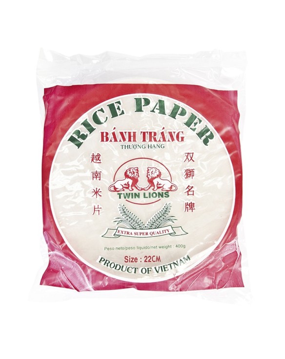 Papel de arroz 22cm redondo Twin Lions 400g