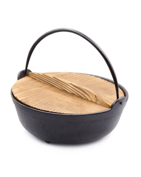 Cazuela de hierro con tapa de madera de 18 cm