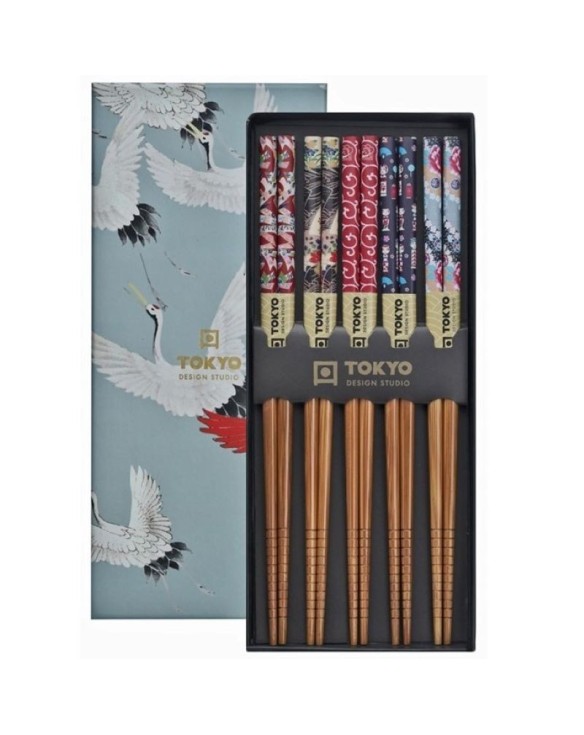 Set de Palillos -5 pares caja grulla