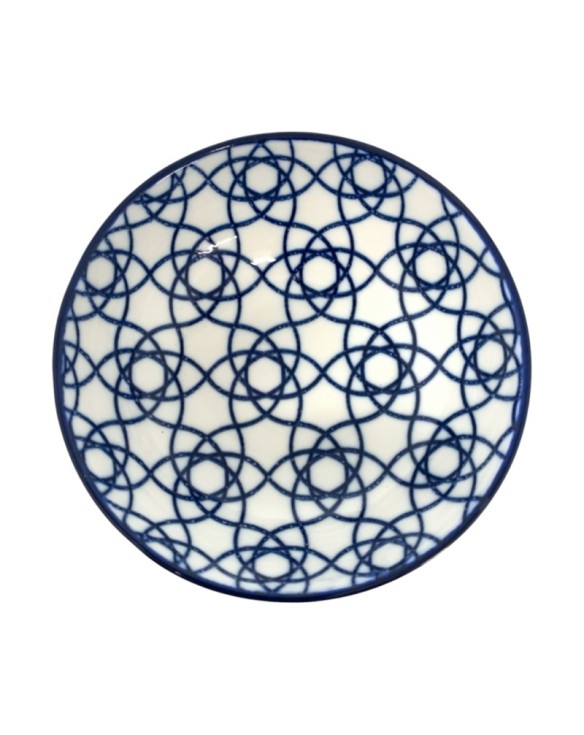 Plato redondo de porcelana con estrella azul para salsa 9,5cm