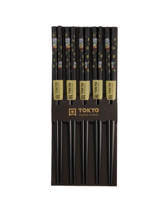 Set de Palillos -5 pares gato de la suerte