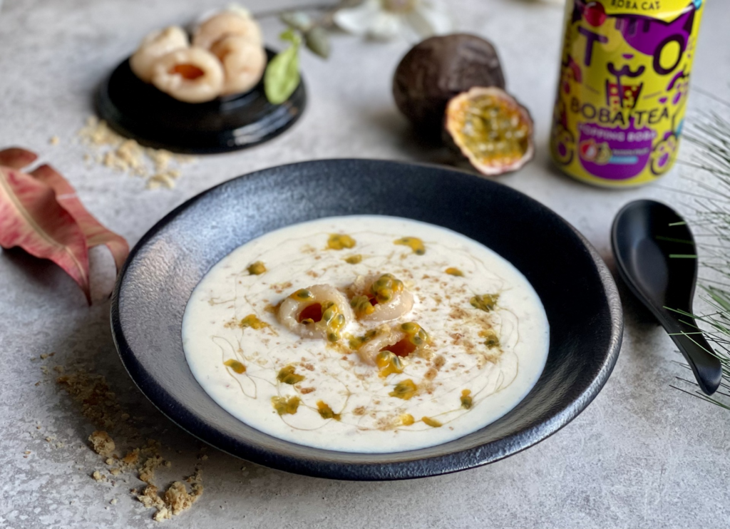 CREMA DULCE BOBA TEA DE FRUTA DE LA PASIÓN Y LICHIS